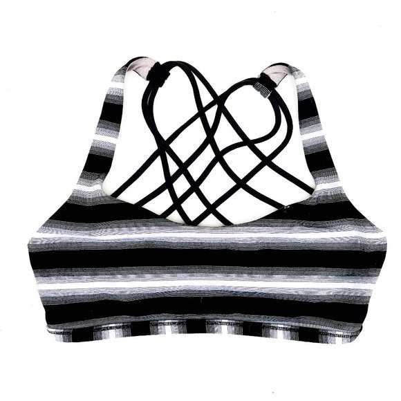 lululemon striped free to be wild sports bra w/cross straps in back - Picture 3 of 7